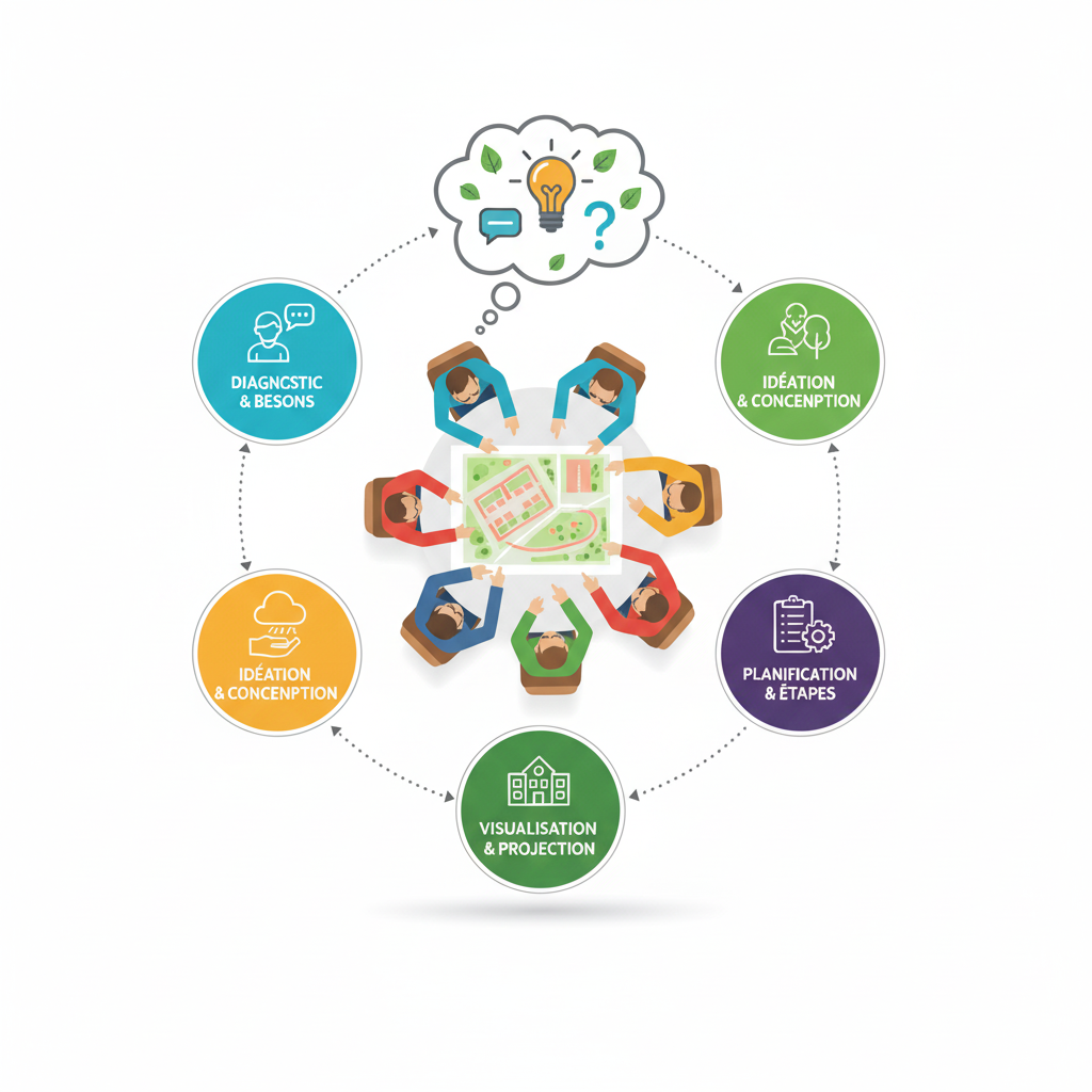 Cooperation équipe Aménagement Cour école Végétalisation