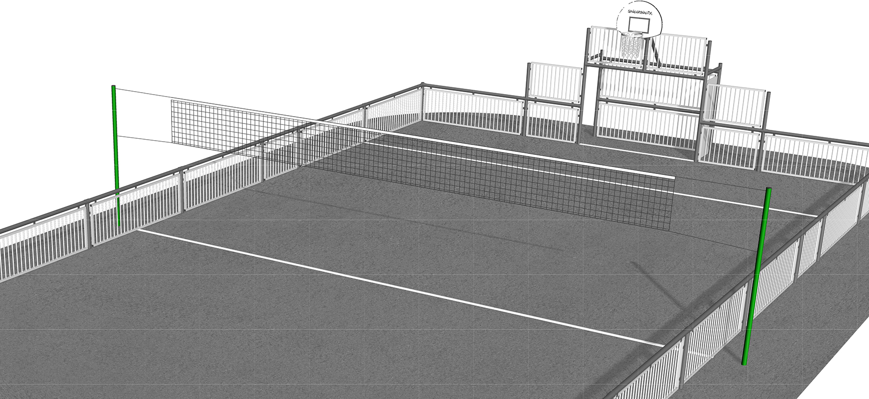 Poteaux multisports + filet central