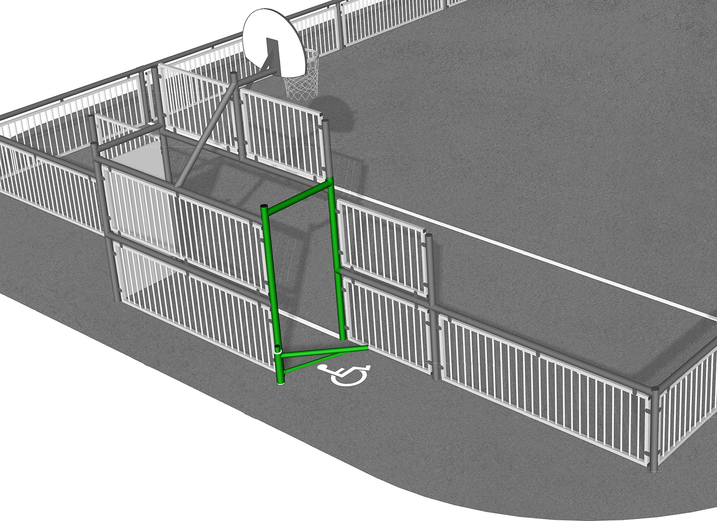 Barre articulée anti-cycle avec accès PMR terrain multisports