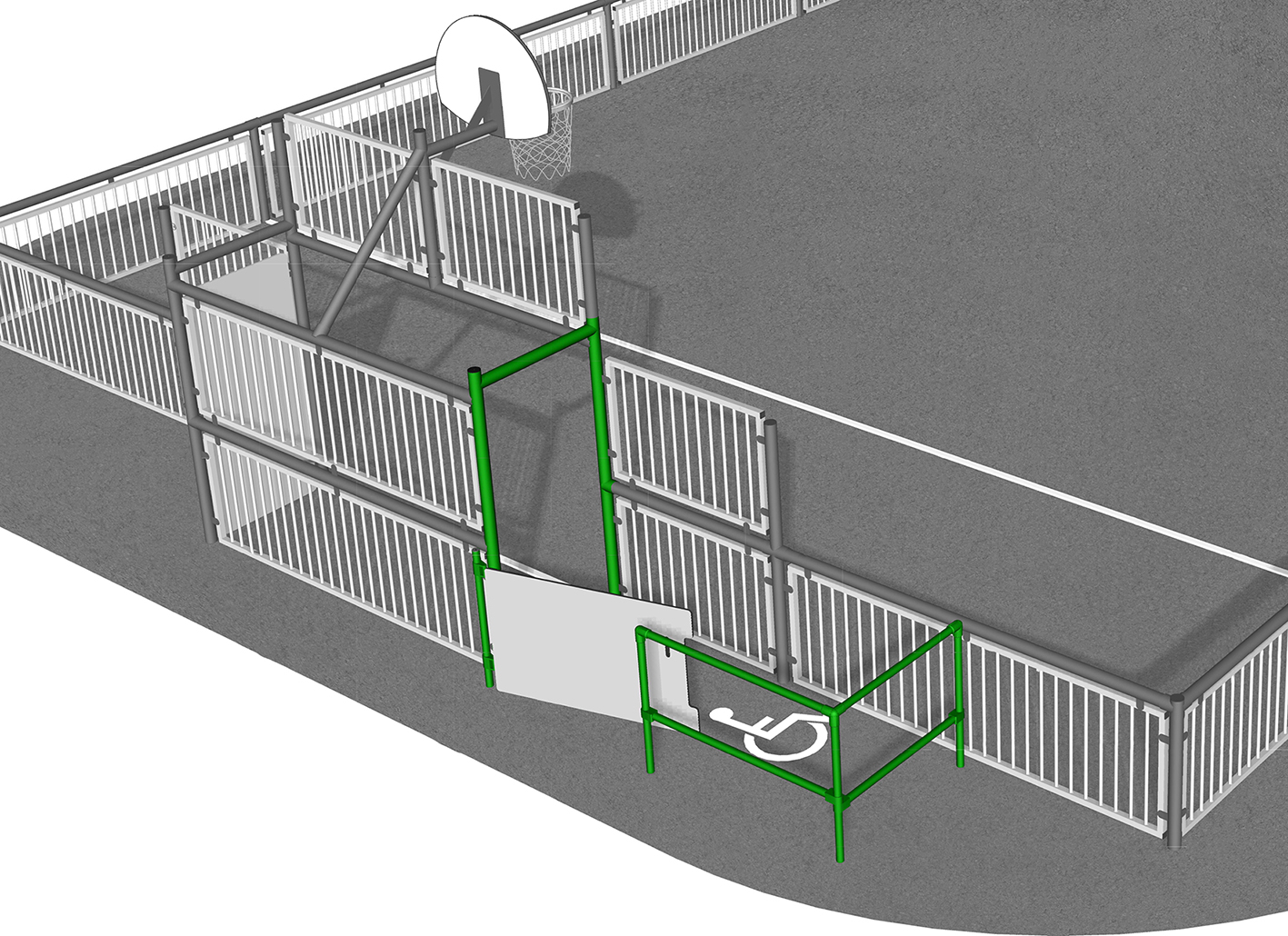 Barre sélective anti-cycle accès PMR terrain multisports