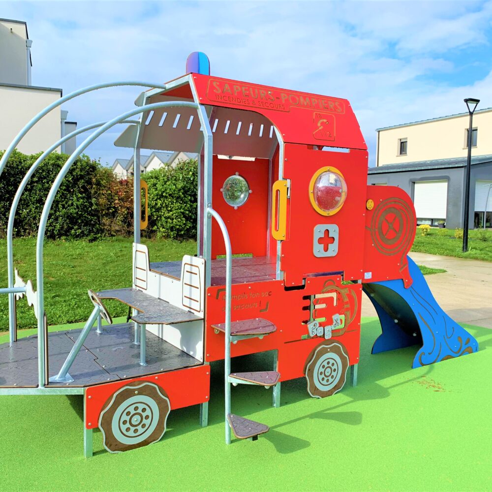 Mpp Pinpon Camion Pompier Rouge Enfants Jeu Extérieur Photo Realisation Parc (2)