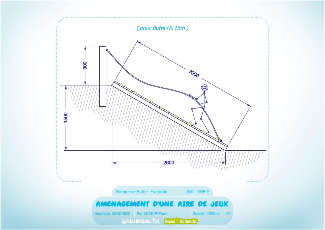 Grb 2 Rampe De Butte Escalade Ht. 1.5m Vue En Coupe Teckom 1
