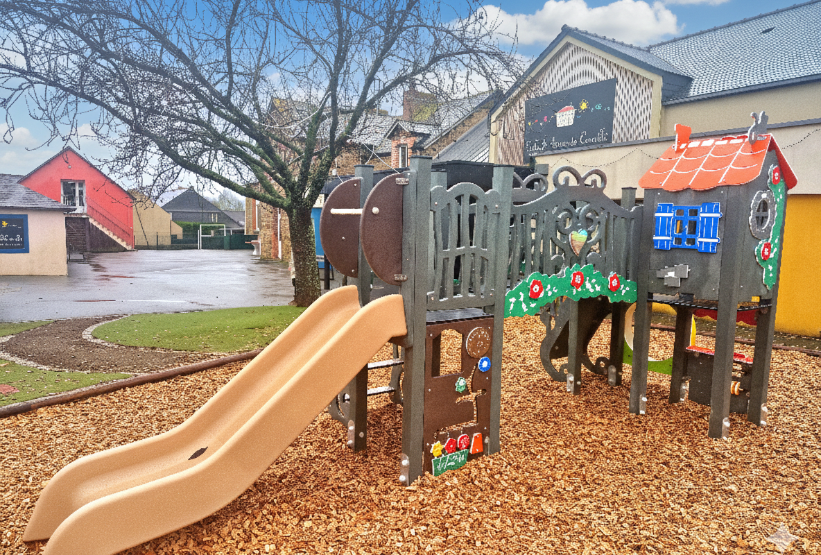 Structure Jeux Recycle Cabane Escalade Cornillé(39)